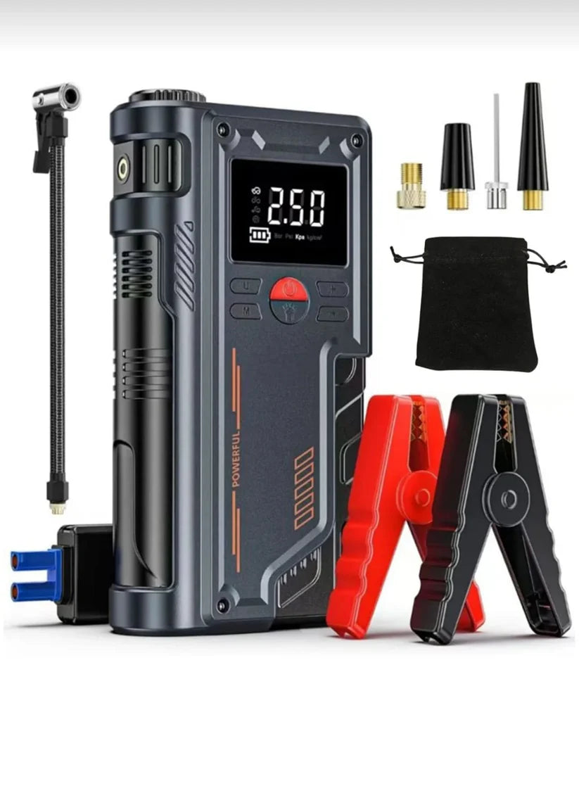 Şarjlı Akü Takviye Cihazı / Lastik şişirici / Powebank Bir arada 150Psi Yüksek basınçlı (KAPIDA ÖDEME)-( ÜCRETSİZ KARGO )