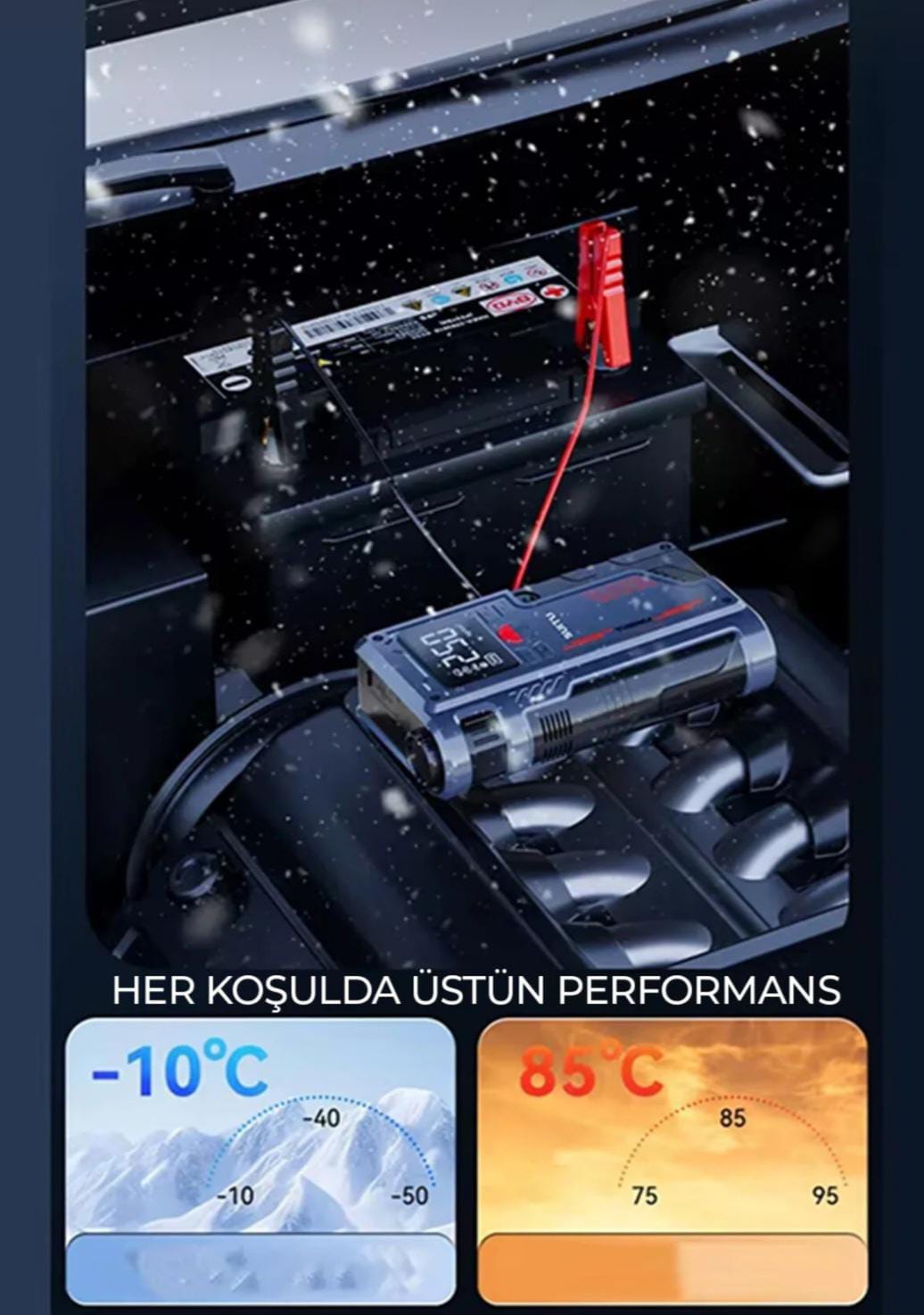 Şarjlı Akü Takviye Cihazı / Lastik şişirici / Powebank Bir arada 150Psi Yüksek basınçlı (KAPIDA ÖDEME)-( ÜCRETSİZ KARGO )