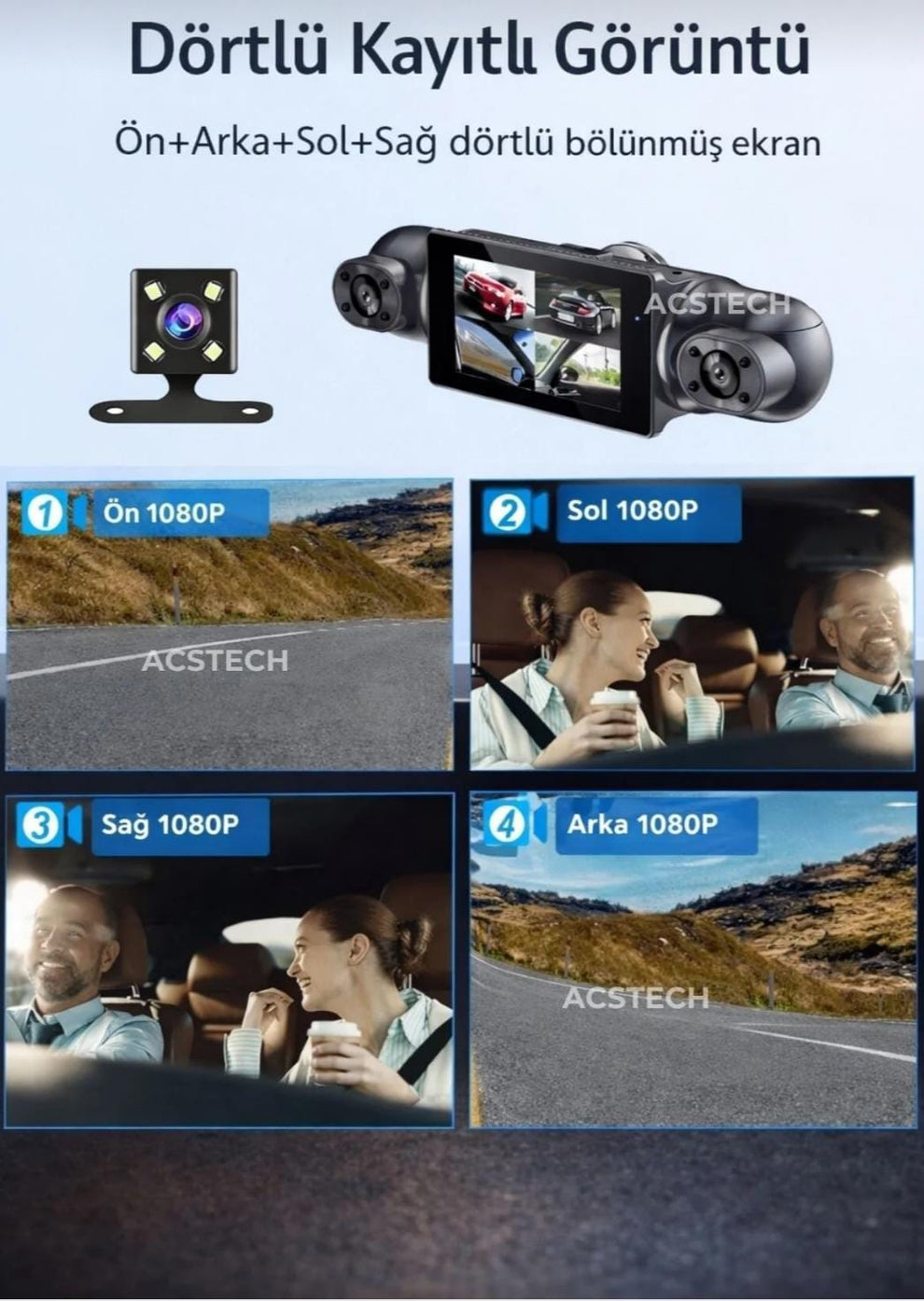 4 Kameralı 360° Araç İçi Kamera – Ultra HD, Wi-Fi, GPS & Park Modu [KAPIDA ÖDEME & ÜCRETSİZ KARGO]