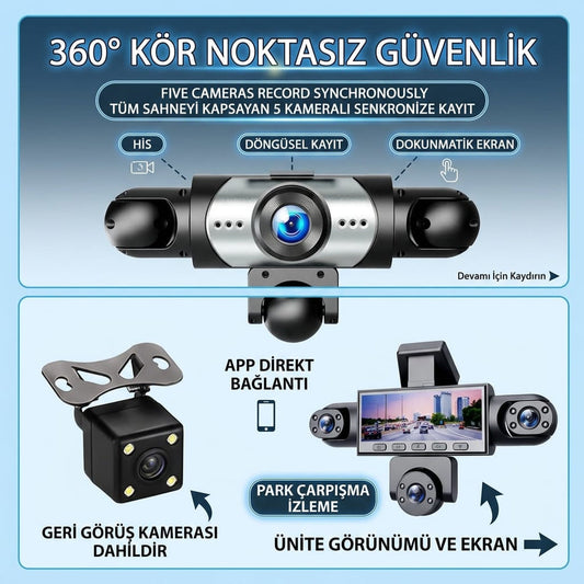 5 Kameralı 4K Ultra Araç kamera ve Güvenlik Sistemi![Ücretsiz kargo & Kapıda ödeme]