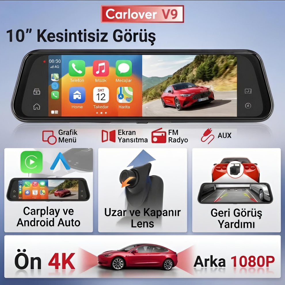 Dikiz Aynası CarPlay Araç Kamerası Stoklarda ![ÜCRETSİZ KARGO & KAPIDA ÖDEME]